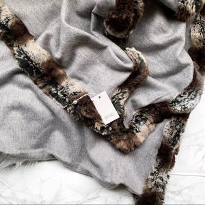 Badgley Mischka Large Wrap w/ Faux chinchilla Gray